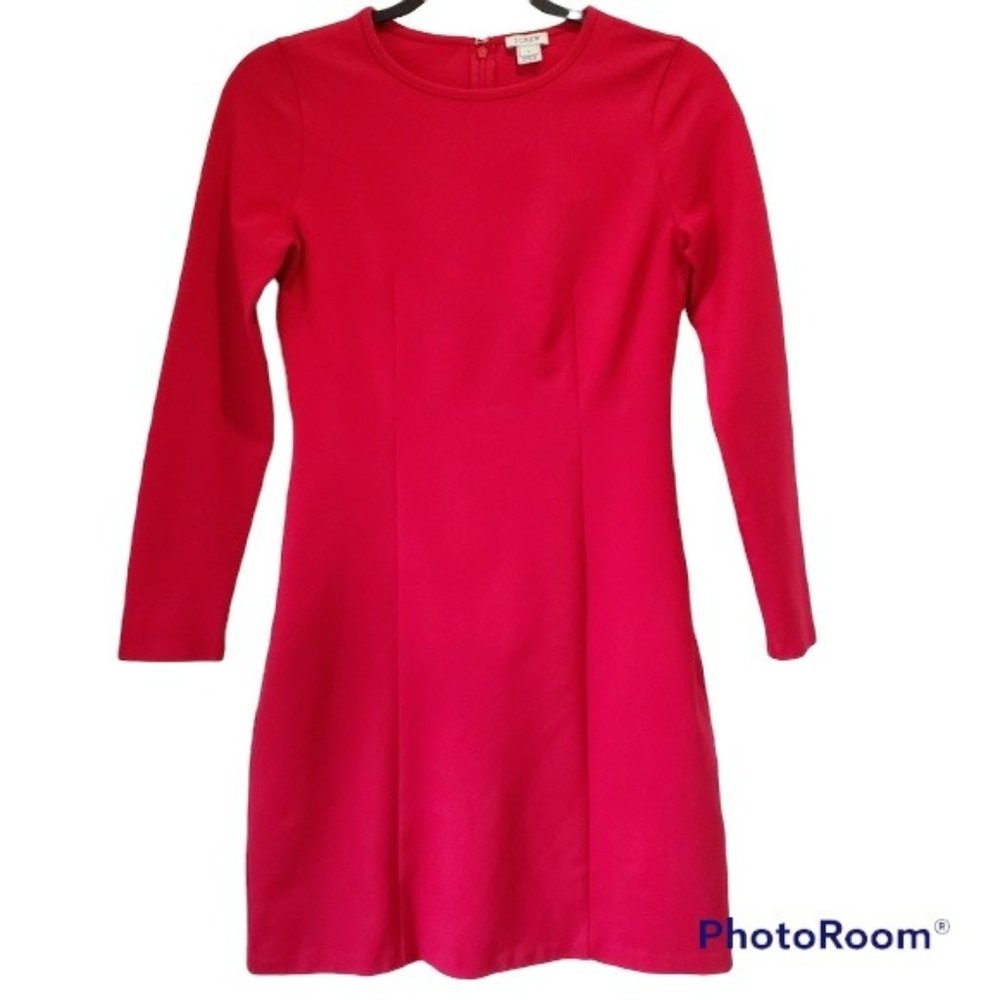 J. CREW Pointe Sheath Dress Business Casual Long Sleeve Red sz. 8